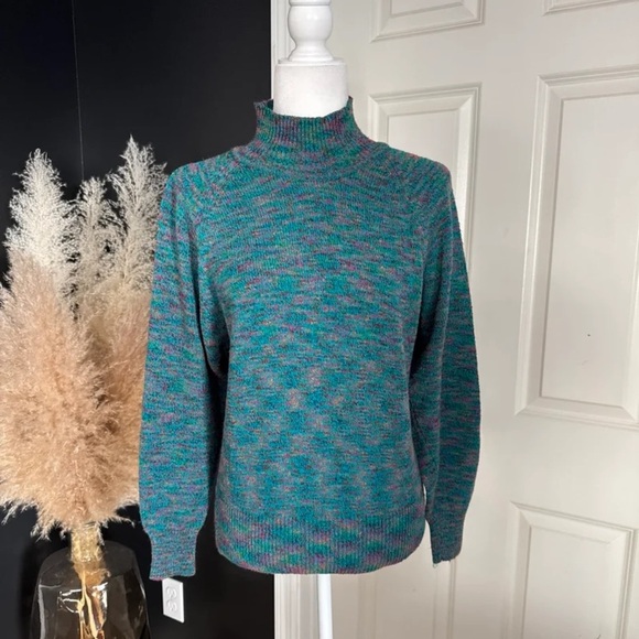 Vintage Sweaters - Vintage Le Moda Knitwear Multicolor Silk Blend Mock Neck Sweater 
Size Small
